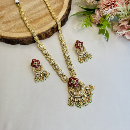 Kundan Red Rajawadi Necklace Set