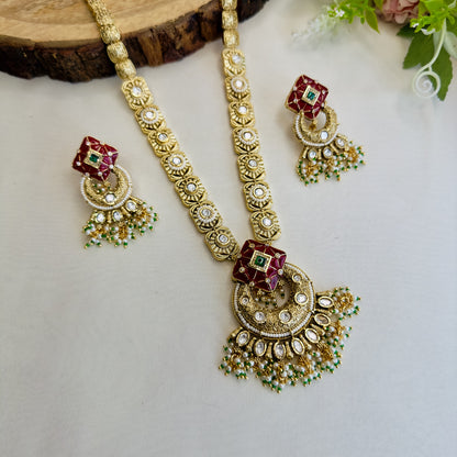 Kundan Red Rajawadi Necklace Set