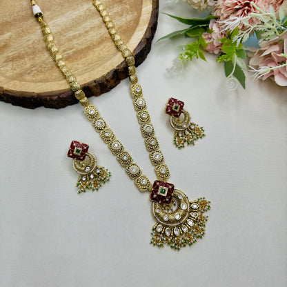 Kundan Red Rajawadi Necklace Set