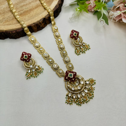 Kundan Red Rajawadi Necklace Set