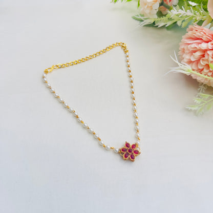 Ruby Flower pendant Set