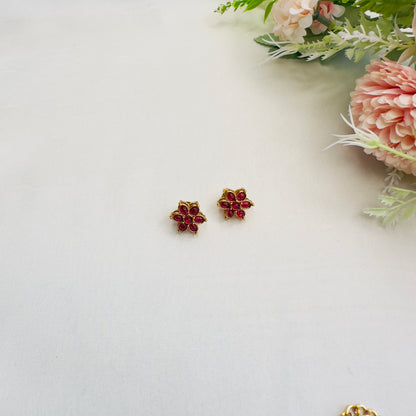 Ruby Flower pendant Set