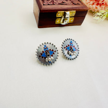 Silver replica Hand painted Earrings