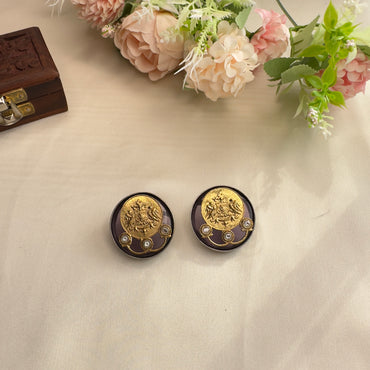 Dual Tone Silver Replica Stud Earrings