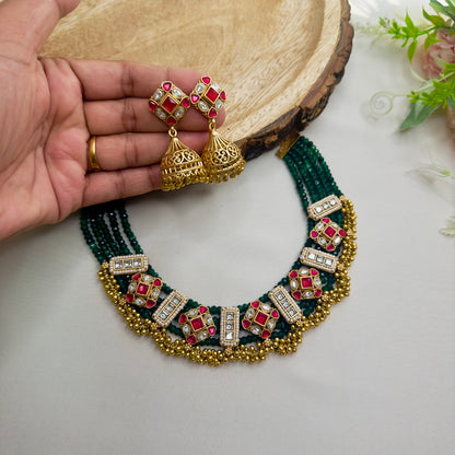 Rajwadi Green Choker Set