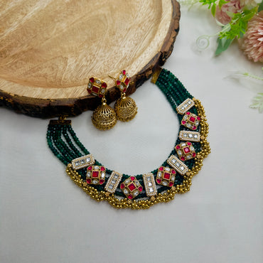 Rajwadi Green Choker Set