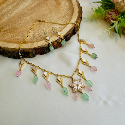 Mint Pink MOP Necklace Set