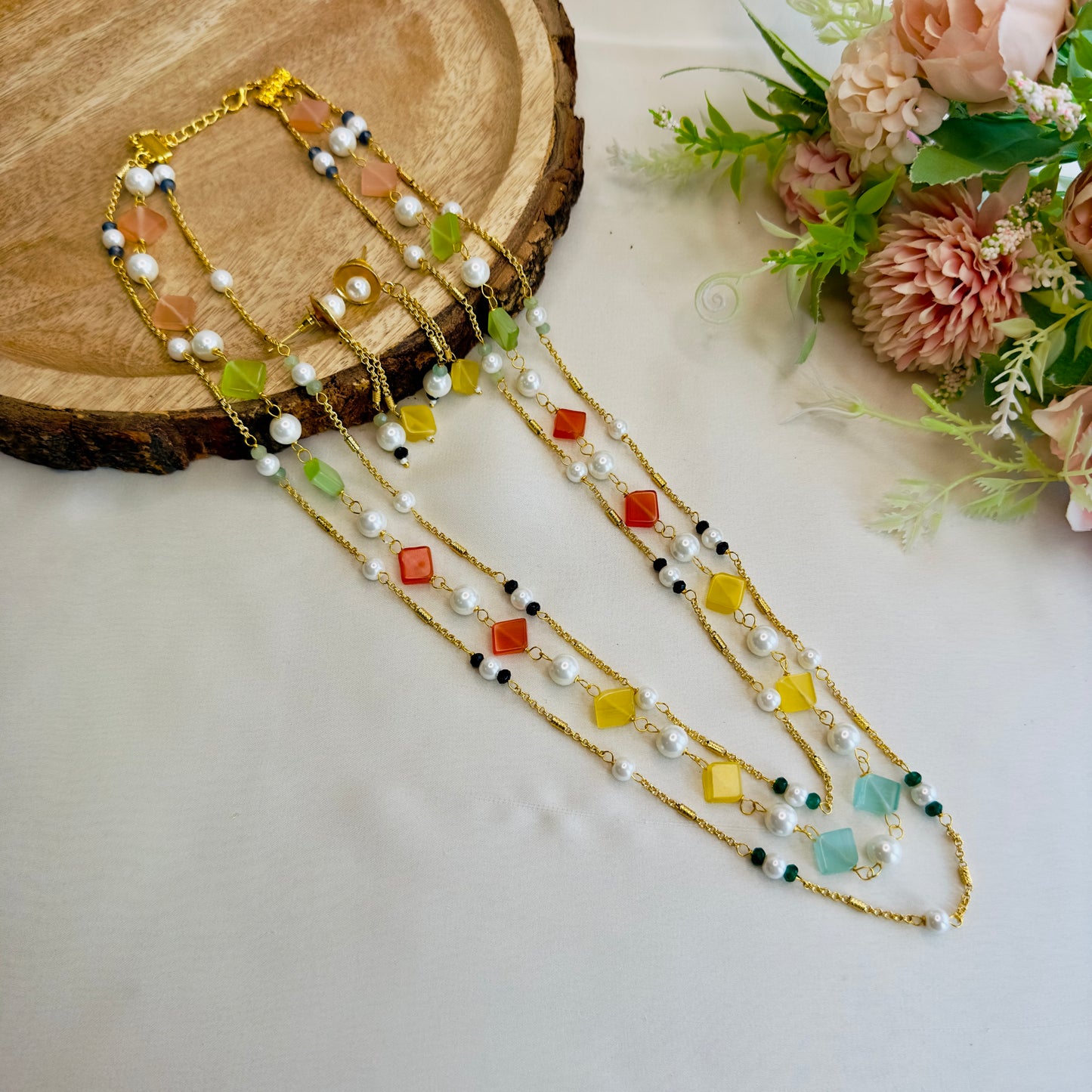 Multicolor Beads Necklace Set