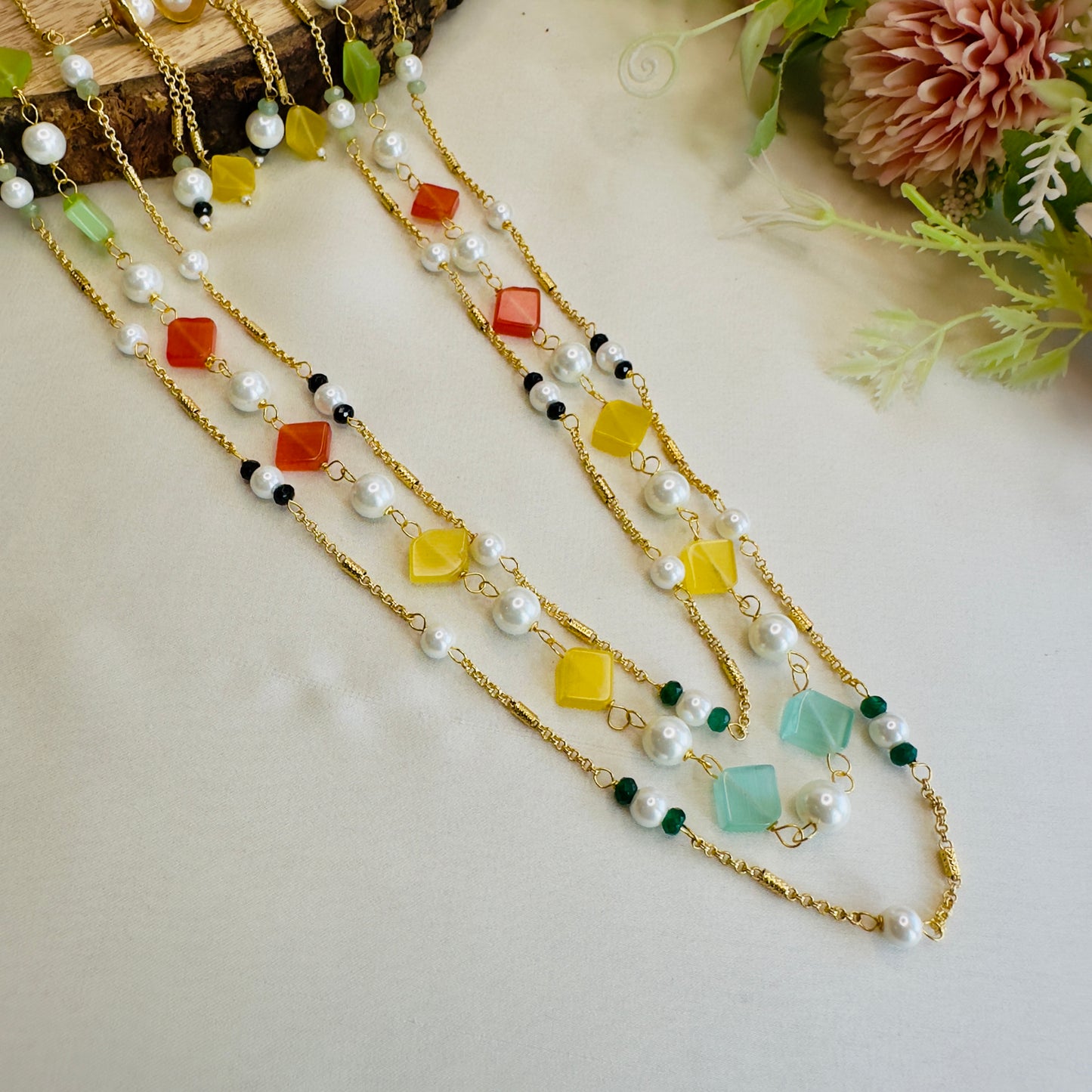 Multicolor Beads Necklace Set