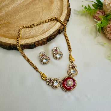 Red Doublet Moissanite Necklace Set