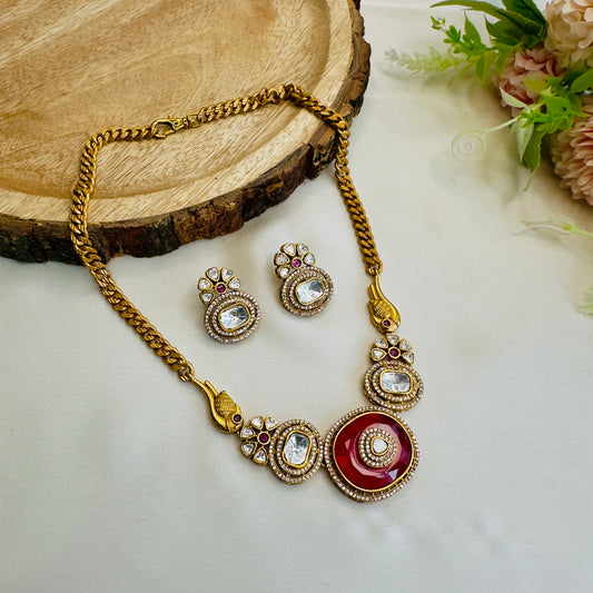 Red Doublet Moissanite Necklace Set