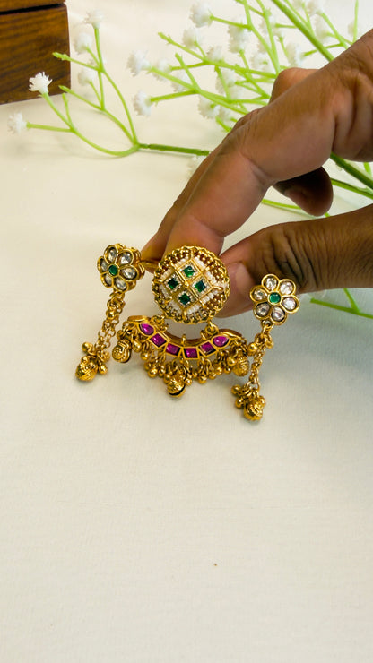 Double finger Multicolor Ring