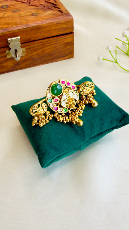 Multicolor Double finger Rajawadi Ring
