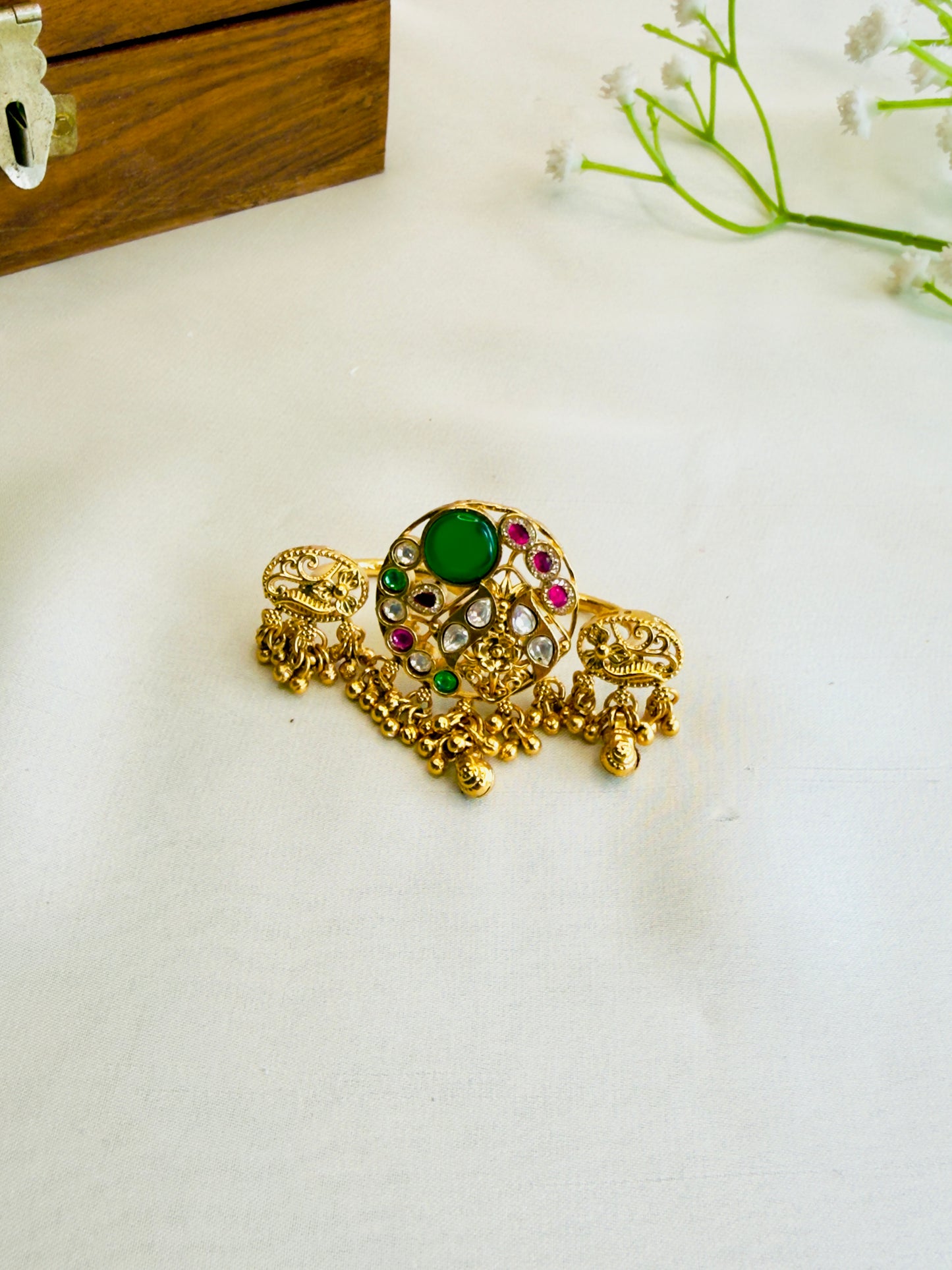 Multicolor Double finger Rajawadi Ring