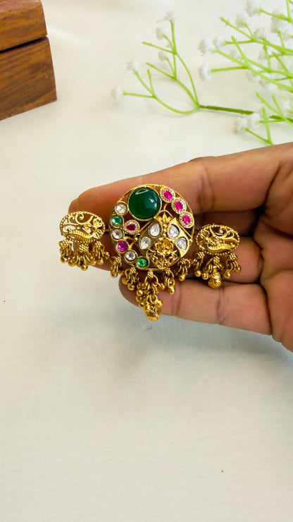 Multicolor Double finger Rajawadi Ring