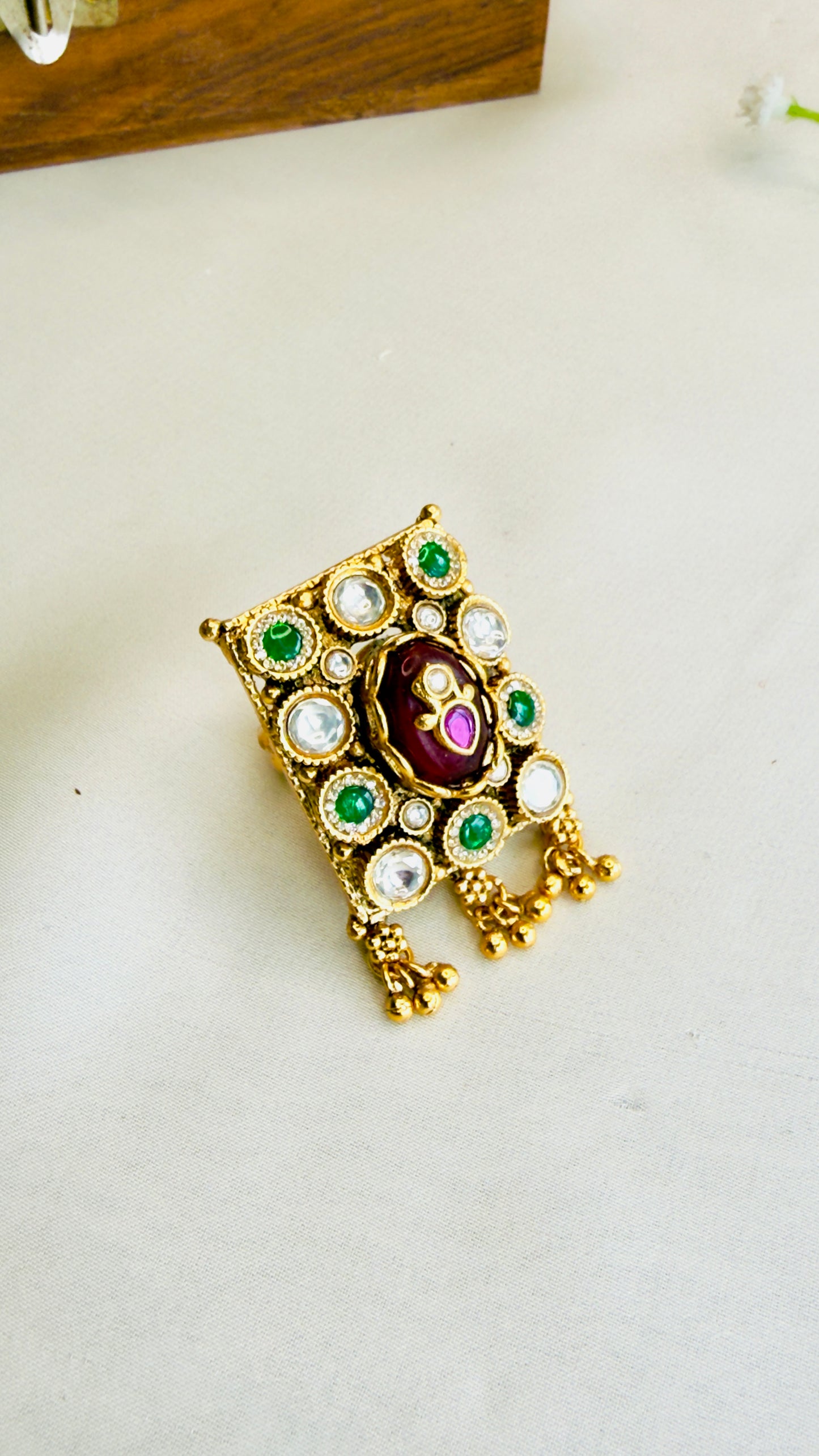 Square Kundan Ring