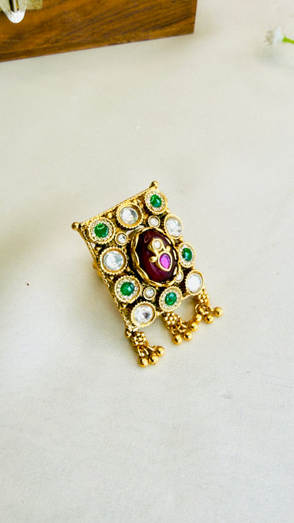 Square Kundan Ring