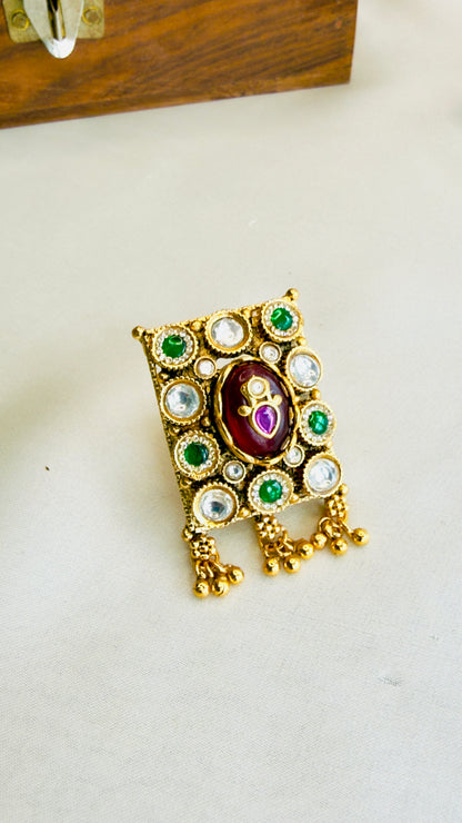 Square Kundan Ring