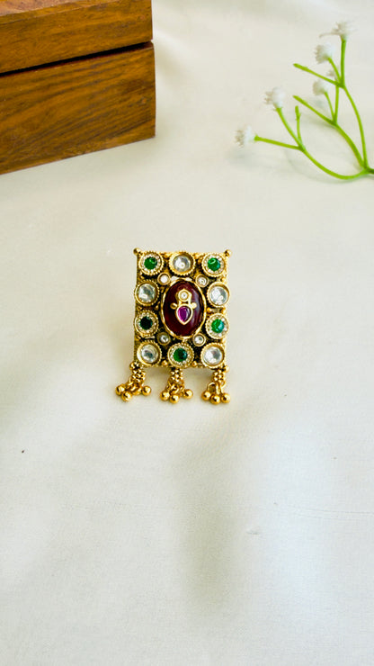 Square Kundan Ring