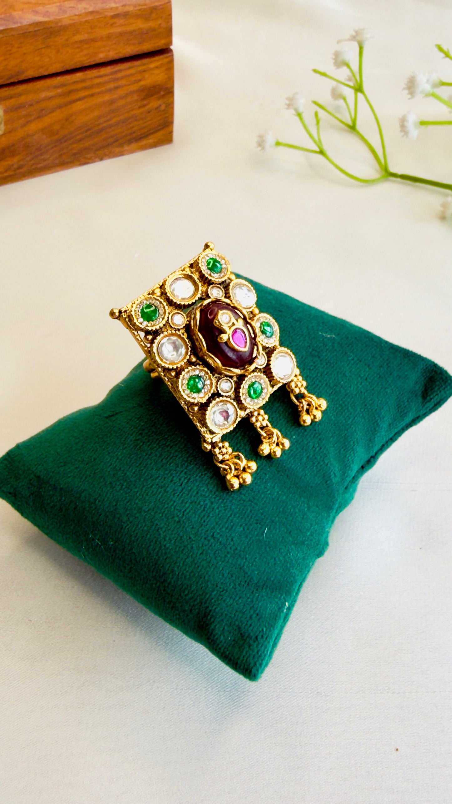 Square Kundan Ring