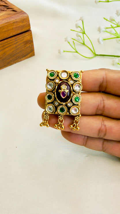 Square Kundan Ring