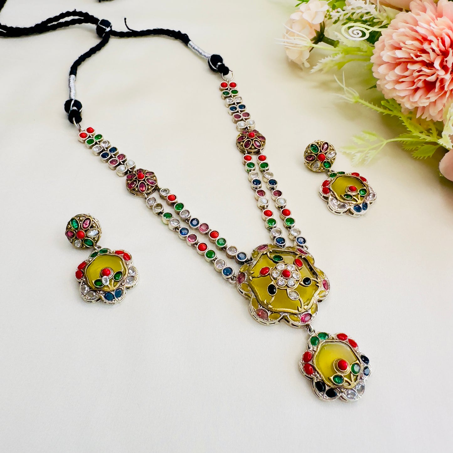 Long Multicolor Necklace Set