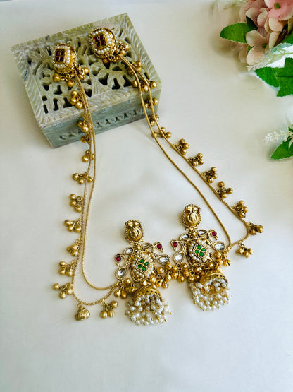 Multicolor Jumka Earring with Ear chain