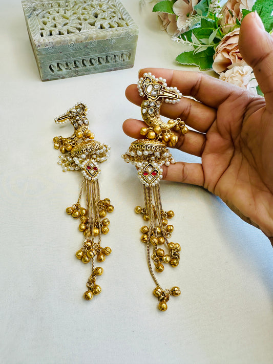 Pachi Kundan Golden Replica Kashmiri Earrings