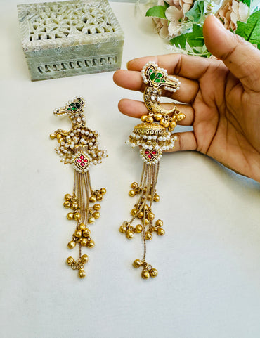 Pachi Kundan Golden Replica Kashmiri Earrings
