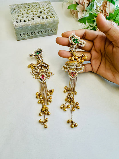 Pachi Kundan Golden Replica Kashmiri Earrings