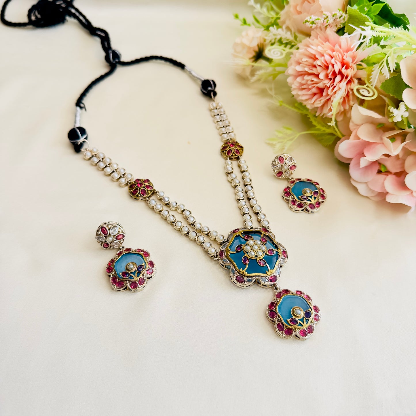 Long Multicolor Necklace Set