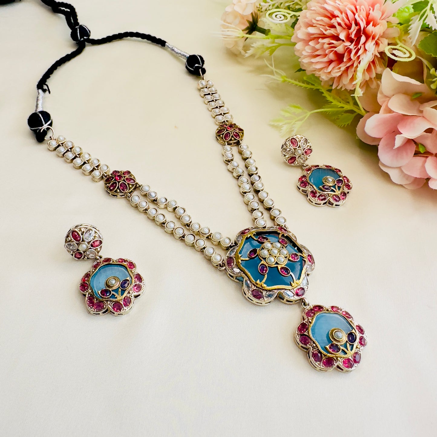 Long Multicolor Necklace Set