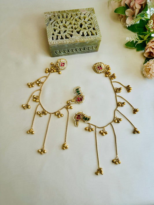 Pachi Stud Earrings with Ear Chain