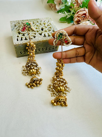 Multicolor Pachi Kundan Kashmiri Jhumka Earrings