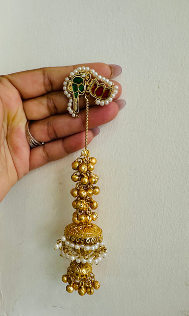 Multicolor Pachi Kundan Kashmiri Jhumka Earrings