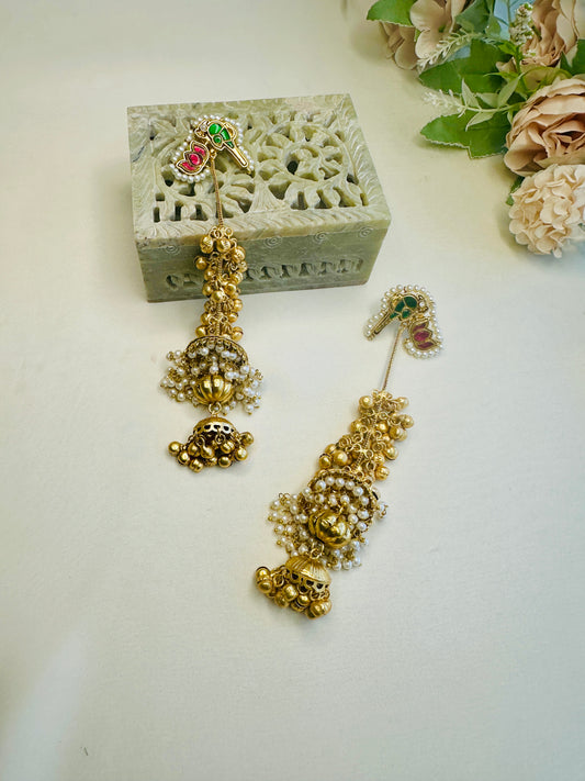 Multicolor Pachi Kundan Kashmiri Jhumka Earrings