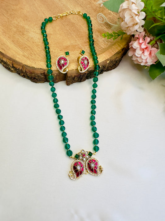 Jadau Mango Design Sleek Necklace Set
