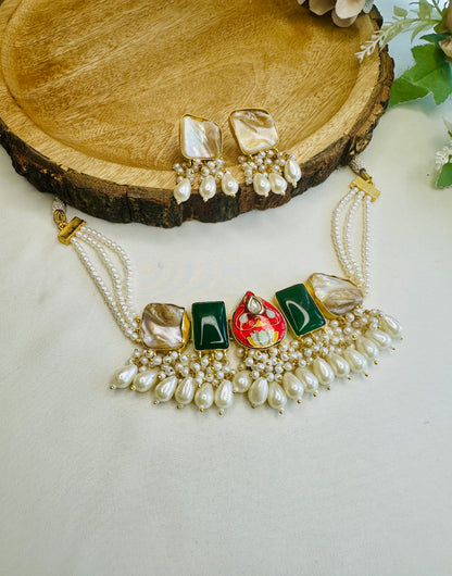 Meenakari Barukh Pearl Necklace Set
