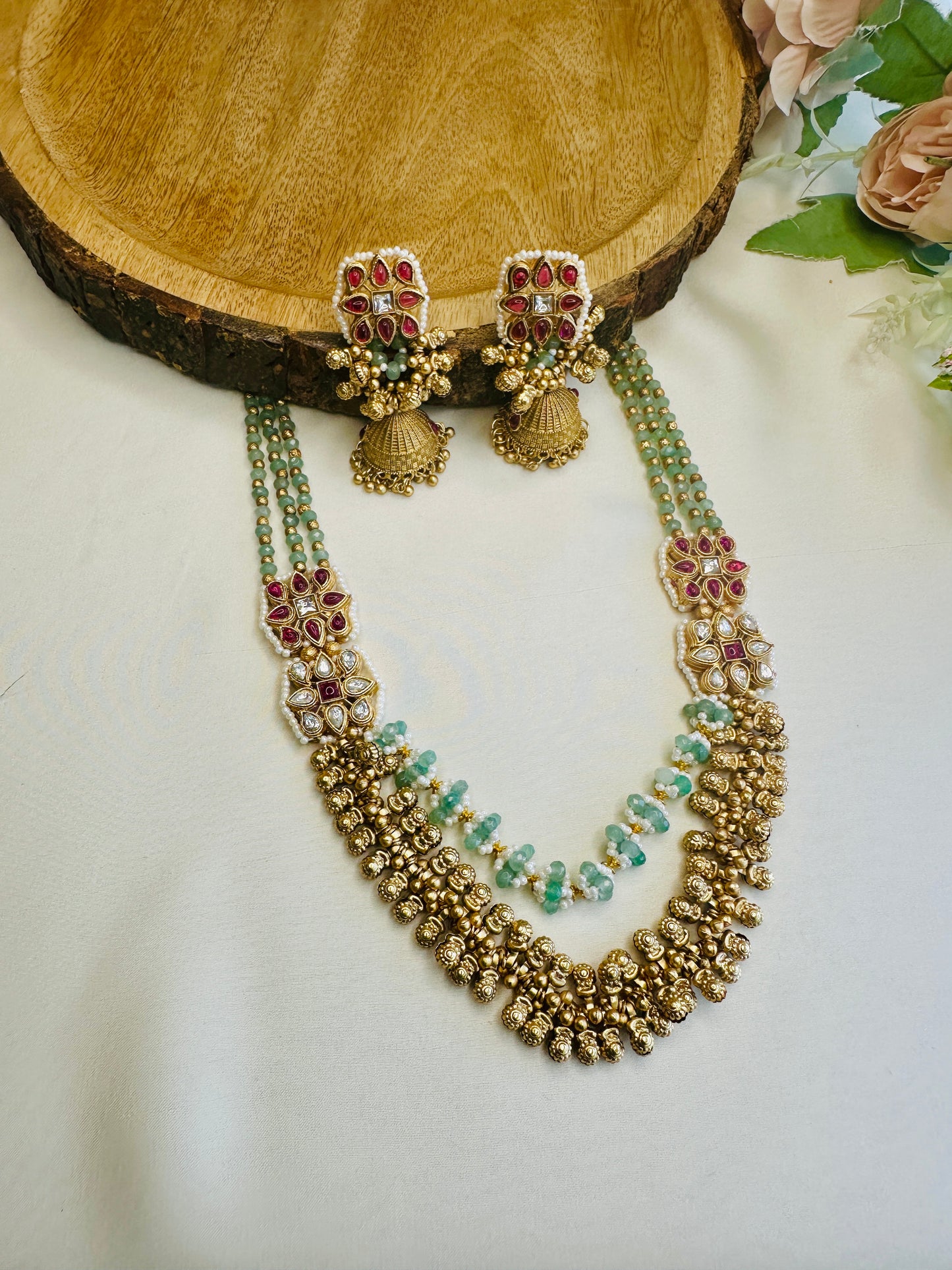 Four Side Broach Necklace Set