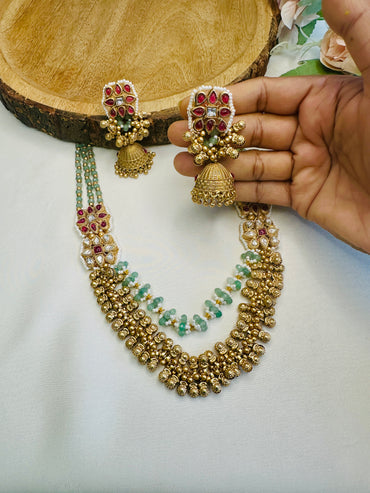 Four Side Broach Necklace Set