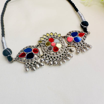 Colorful Mirror work Choker Set