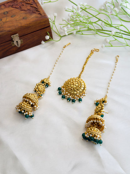 Punjabi Layered Jhumka with Mangtika