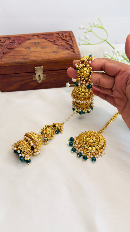 Punjabi Layered Jhumka with Mangtika