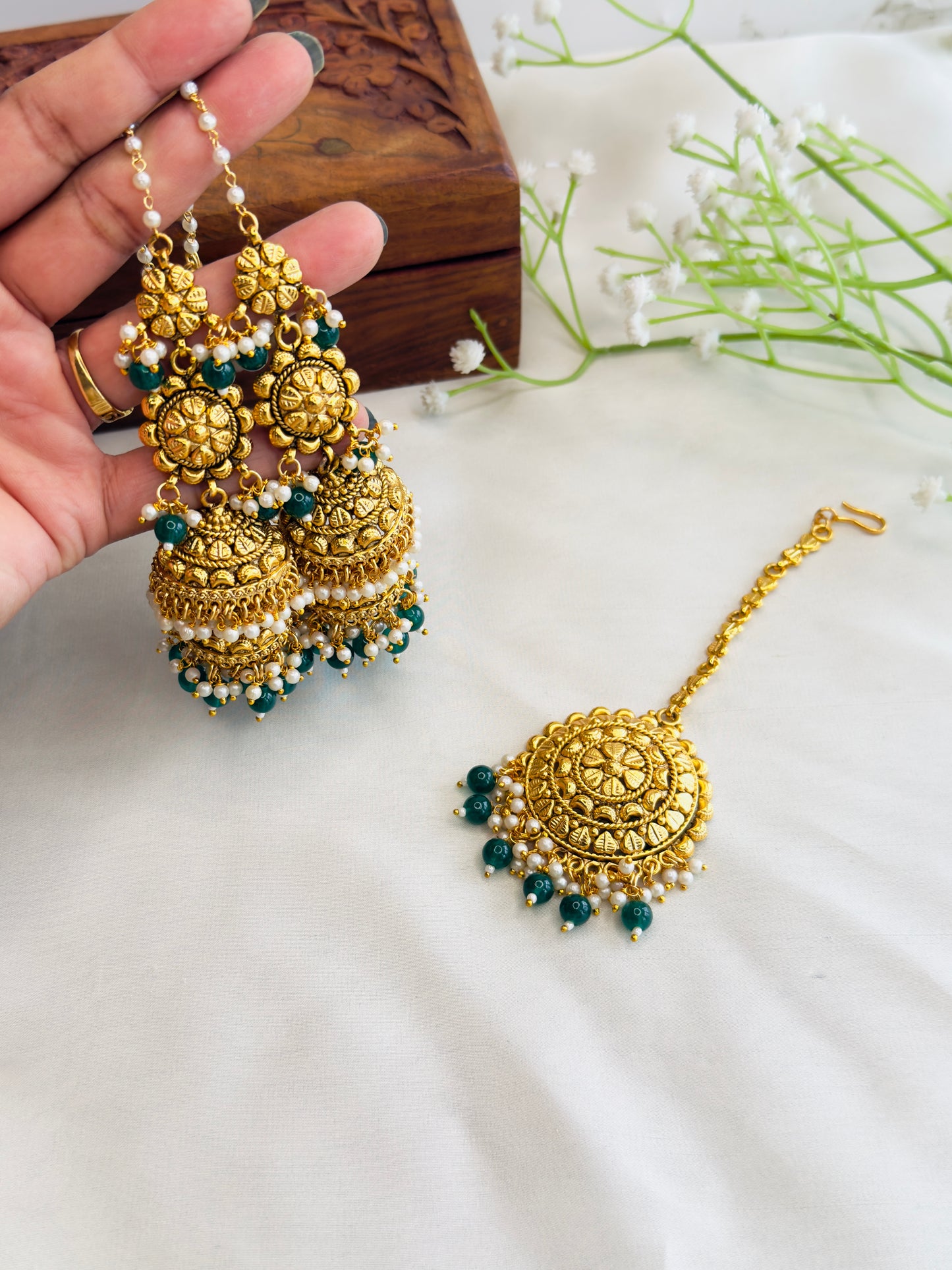 Punjabi Layered Jhumka with Mangtika