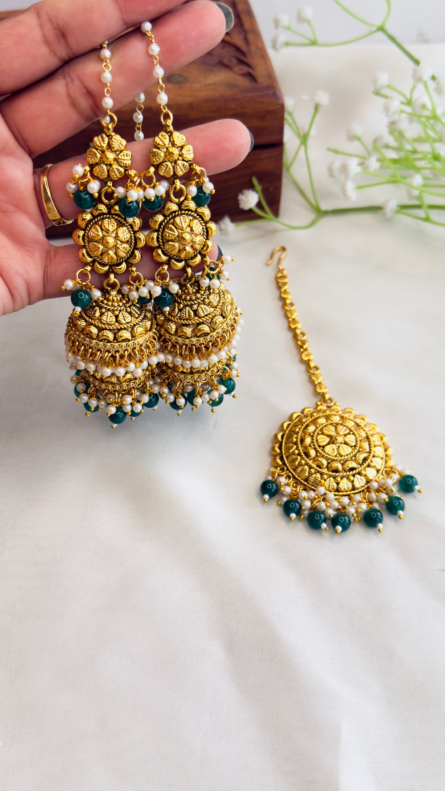 Punjabi Layered Jhumka with Mangtika