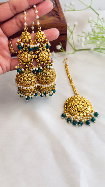 Punjabi Layered Jhumka with Mangtika