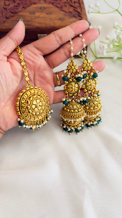 Punjabi Layered Jhumka with Mangtika