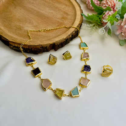 Multicolor Necklace Set with Finger Ring