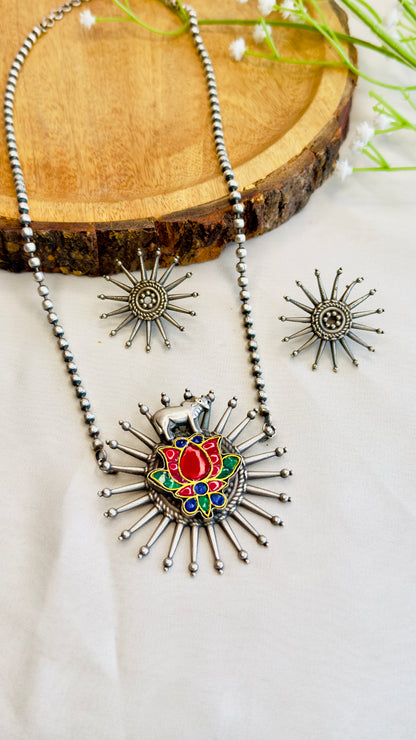 Cow motif Silver replica Necklace Set