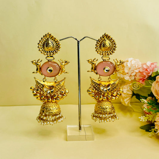 Golden Pink Jhumka